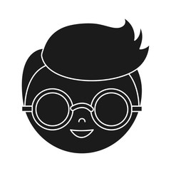boy with glasses icon over white background vector illustration