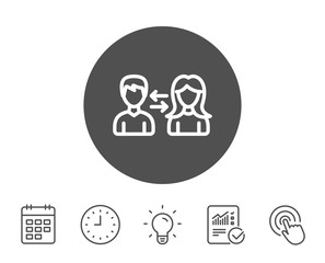 Teamwork line icon. Profile Avatar sign.