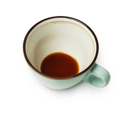 Blue empty coffee cup isolated on white background