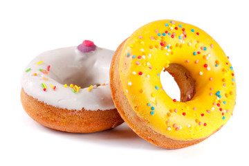 two glazed donut isolated on white background