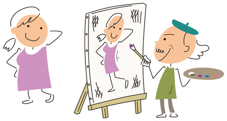 モデルを少し変えて描く画家