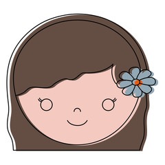 cartoon woman face icon over white background colorful design  vector illustration