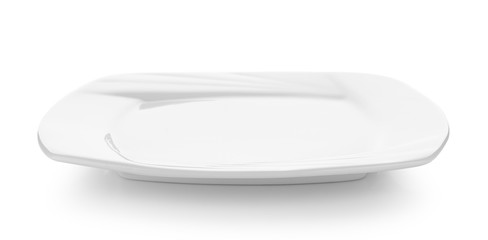 Empty white plate isolated on a white background
