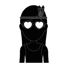 man with glasses icon  over white background hippie style concept vector illustration