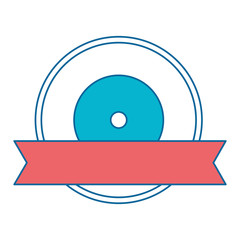 vinyl with decorative ribbon icon over white background vector illustration