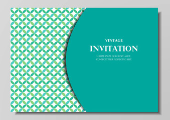 green geometrical invitation card modern design vector