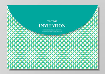 green geometrical invitation card modern design vector