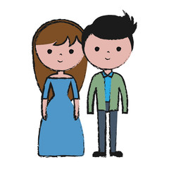 couple of man and woman icon over white background colorful design vector illustration