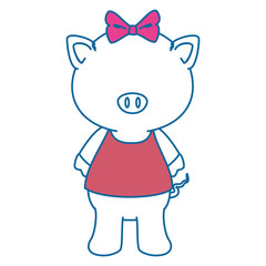 cartoon pig animal icon over white background colorful design vector illustration
