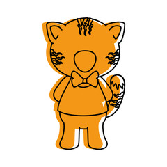 cartoon lion with bow tie icon over white background vector illustration