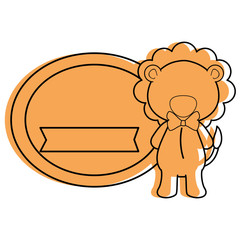 baby shower card with cute lion icon over white background vector illustration