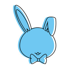 cartoon rabbit with bow tie icon over white background vector illustration