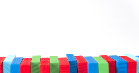 Obraz premium Colorful stack of wood cube building blocks,Style home loft concept.