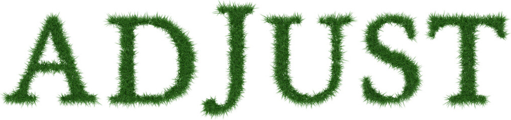 Adjust - 3D rendering fresh Grass letters isolated on whhite background.