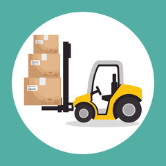 Forklift and boxes of Logistic transportation and delivery theme Vector illustration