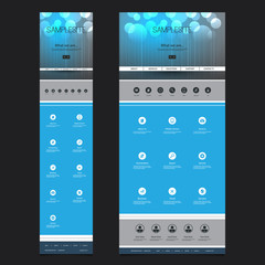 Responsive One Page Website Template - Bubbles Header Design - Desktop and Mobile Version