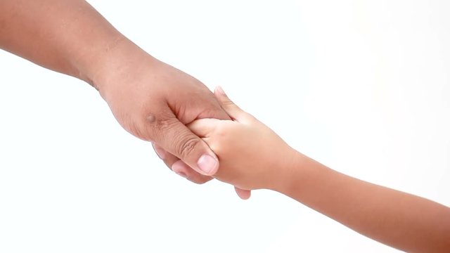 Hands of father and daughter coordination and touch metaphor concept for Harmonious and love of family