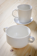 Cup spoon on wooden table,Still life.