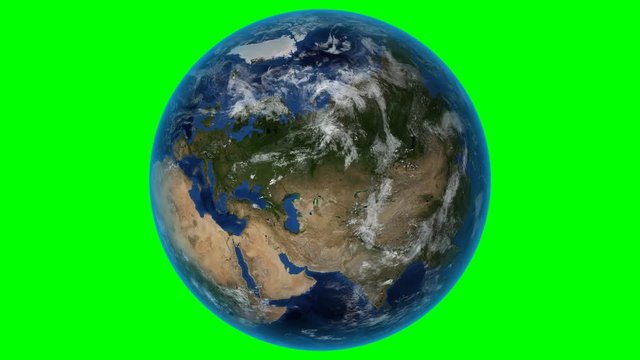 Finland. 3D Earth in space - zoom in on Finland outlined. Green screen background