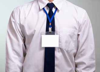 Businessman showing his name card.