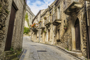 Old street of the village of montalbano elicona Italy - 169305697