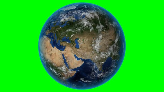 France. 3D Earth in space - zoom in on France outlined. Green screen background