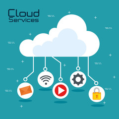 Icon set of Cloud computing and services theme Vector illustration