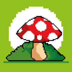 Obraz premium Mushroom of Video game theme Vector illustration