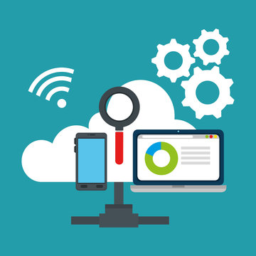 Smartphone and laptop of Cloud computing and services theme Vector illustration