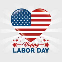 Heart of Labor day in Usa theme Vector illustration