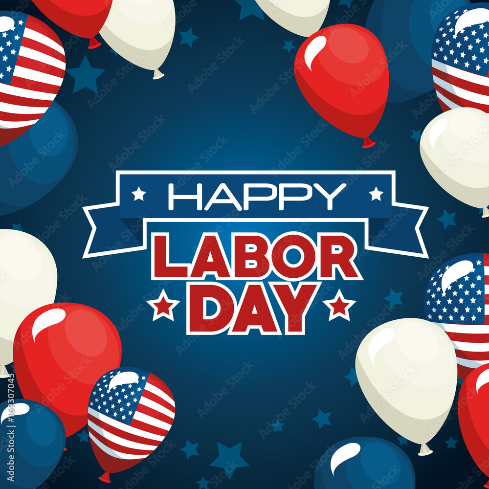 Wall mural balloons of labor day in usa theme vector illustration