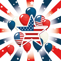 Star and balloons of Labor day in Usa theme Vector illustration