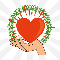 Heart and hands of Peace and love theme Vector illustration