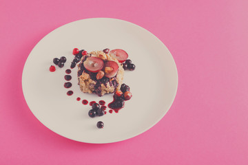 Healthy breakfast - oatmeal porridge, still life