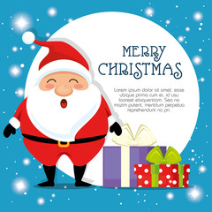 Santa and gift of Merry Christmas season theme Vector illustration