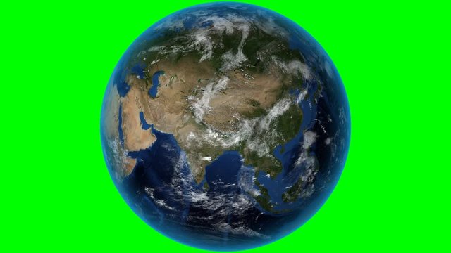 Georgia. 3D Earth in space - zoom in on Georgia outlined. Green screen background