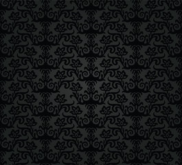 Seamless black charcoal floral wallpaper pattern