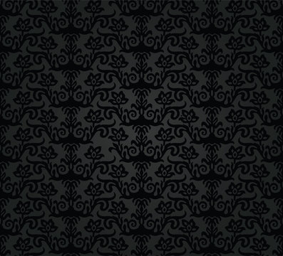 Seamless black charcoal floral wallpaper pattern