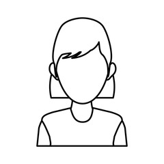 portrait woman character avatar employee outline icon vector illustration
