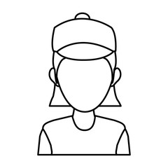 portrait woman character avatar employee outline icon vector illustration