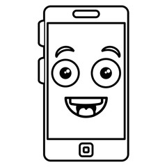smartphone device kawaii character vector illustration design