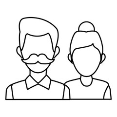 delivery man and woman portrait people worker vector illustration