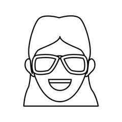 character woman head person image contour vector illustration