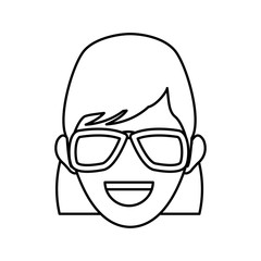 character woman head person image contour vector illustration