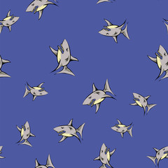 Shark Fish Seamless Pattern