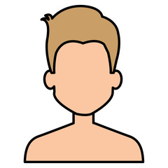 young man shirtless avatar character vector illustration design
