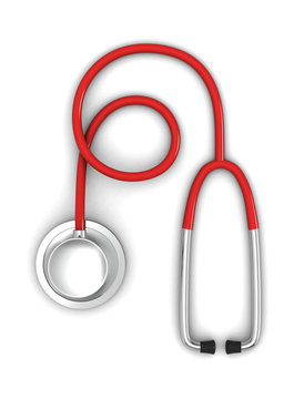 Red Stethoscope on white. 3d render