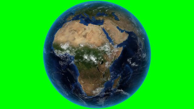 Ghana. 3D Earth in space - zoom in on Ghana outlined. Green screen background