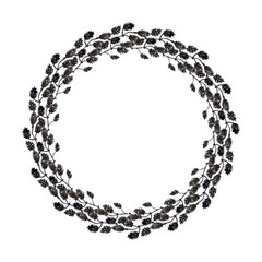 Watercolor wreath with brown branches