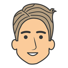 young man head avatar character vector illustration design